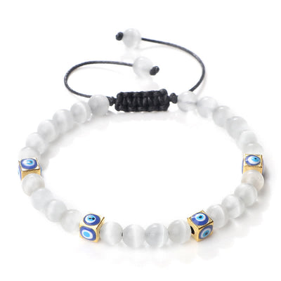 Olivenorma Natural Crystal Beaded Evil Eye Braided Bracelet