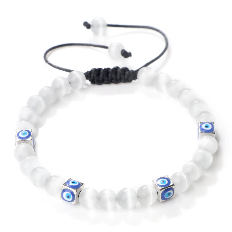 Olivenorma Natural Crystal Beaded Evil Eye Braided Bracelet