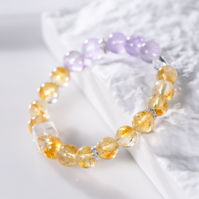 Olivenorma 9.5mm Amethyst Citrine Beads Bracelet