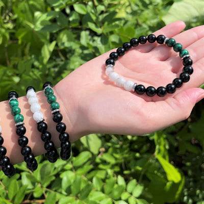 Olivenorma Obsidian Malachite Moonstone Beads Bracelet