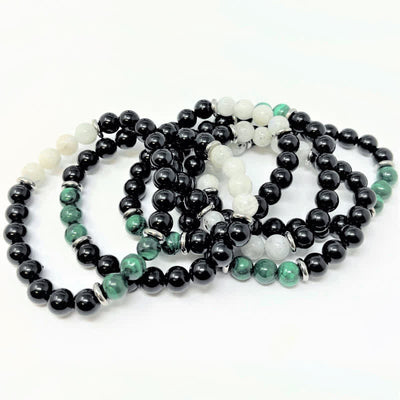 Olivenorma Obsidian Malachite Moonstone Beads Bracelet