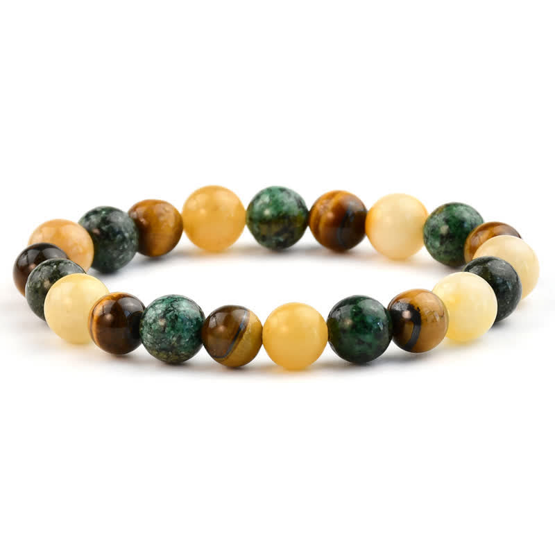 Olivenorma Sun Stone African Turquoise Tiger Eye Beads Bracelet