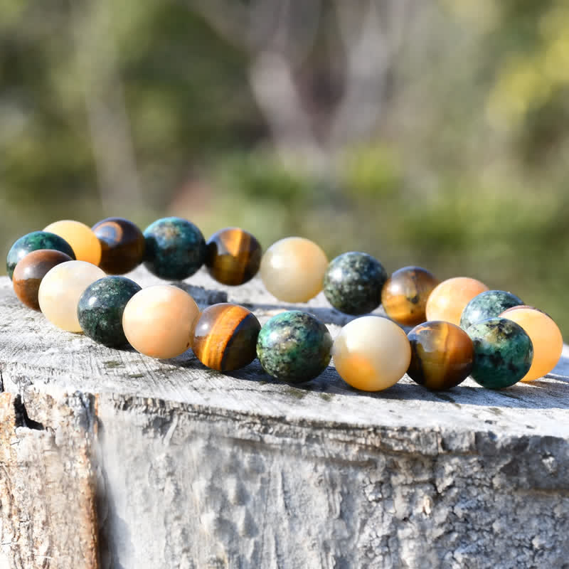 Olivenorma Sun Stone African Turquoise Tiger Eye Beads Bracelet