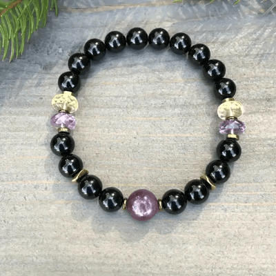 Olivenorma 8mm Obsidian Amethyst Beaded Bracelet