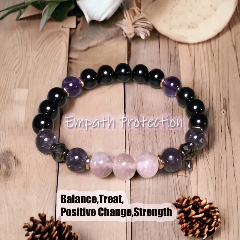Olivenorma 8mm Rose Quartz Obsidian Amethyst Beads Bracelet - image 4