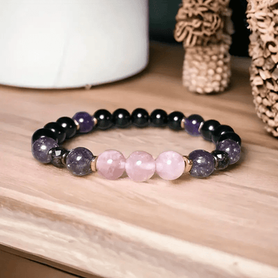 Olivenorma 8mm Rose Quartz Obsidian Amethyst Beads Bracelet