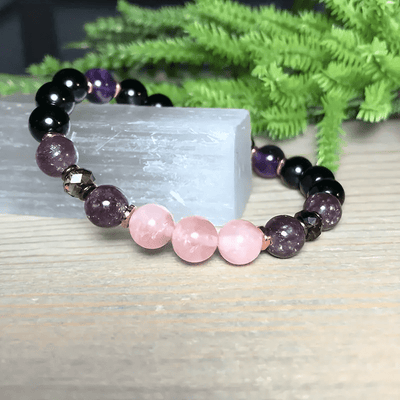 Olivenorma 8mm Rose Quartz Obsidian Amethyst Beads Bracelet - image 3