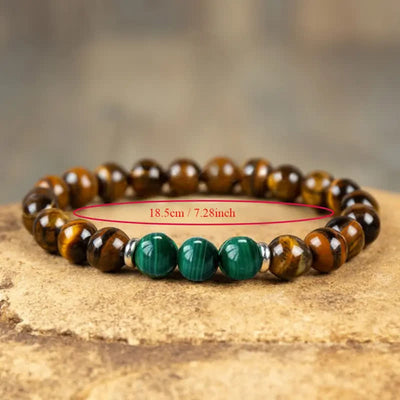 Olivenorma Tiger Eye Malachite Alloy Roller Beads Bracelet