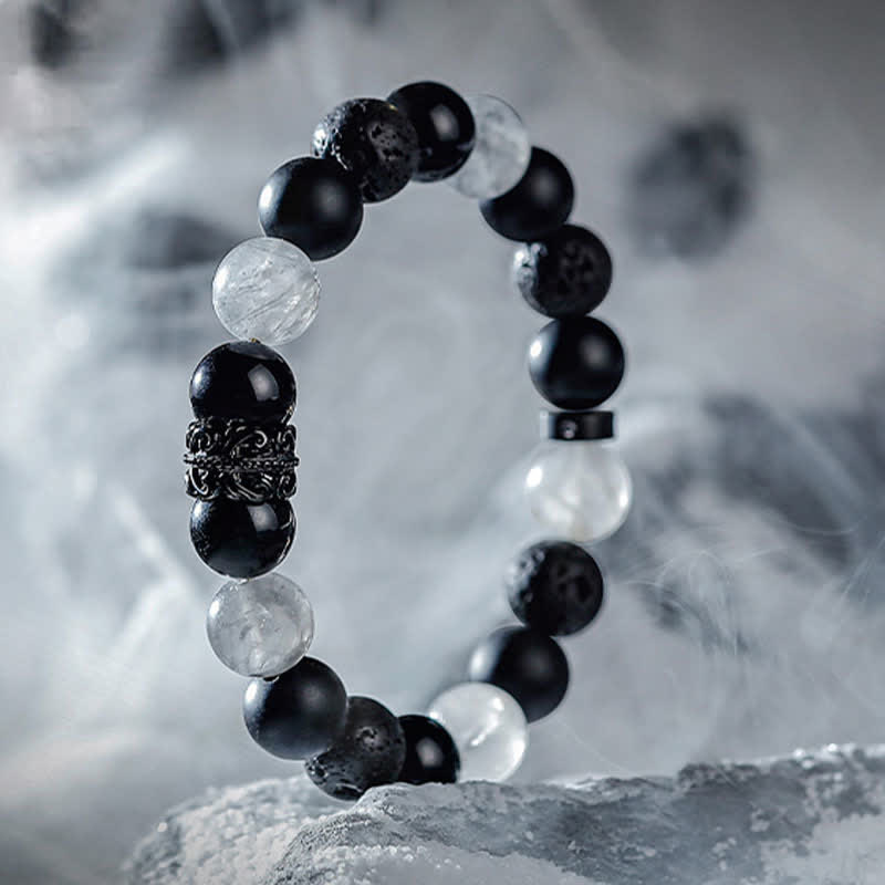 Olivenorma "Lord Black Warrior" Natural Crystal Beaded Bracelet