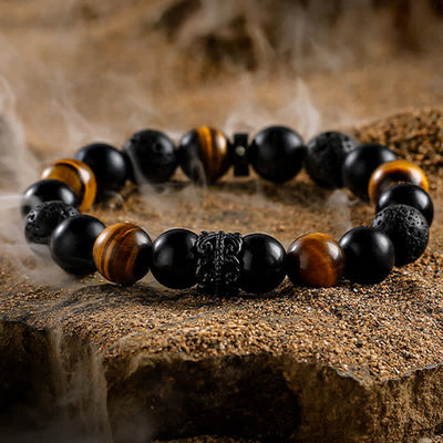 Olivenorma "Lord Black Warrior" Natural Crystal Beaded Bracelet