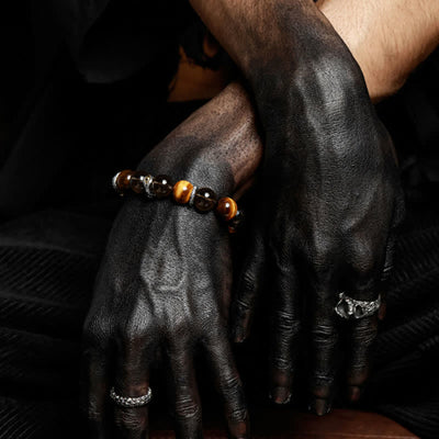 Olivenorma "Eye of Vision" Natural Tiger Eye Beaded Bracelet