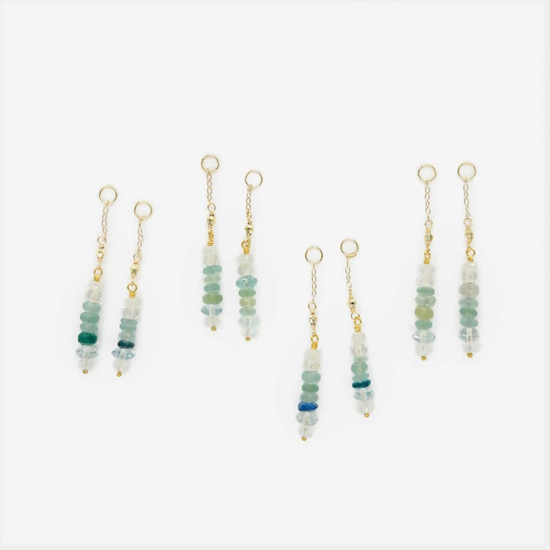 Olivenorma Sea Glass 925 Sterling Silver Tassel Pendant Earrings