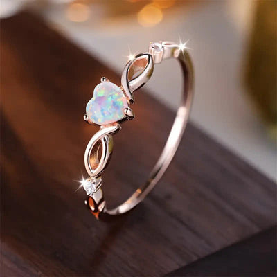 Olivenorma "Eternity Unlimited" Opal Heart Engagement Wedding Ring