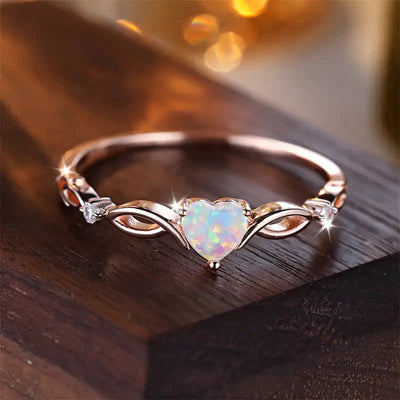 Olivenorma "Eternity Unlimited" Opal Heart Engagement Wedding Ring