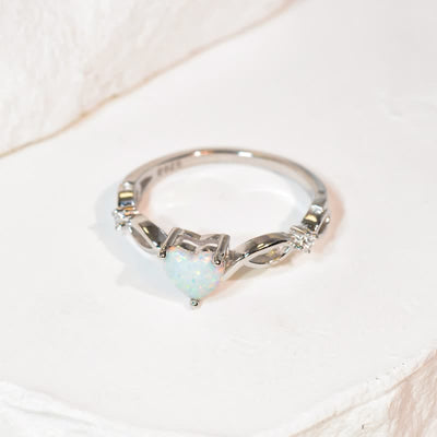 Olivenorma "Eternity Unlimited" Opal Heart Engagement Wedding Ring