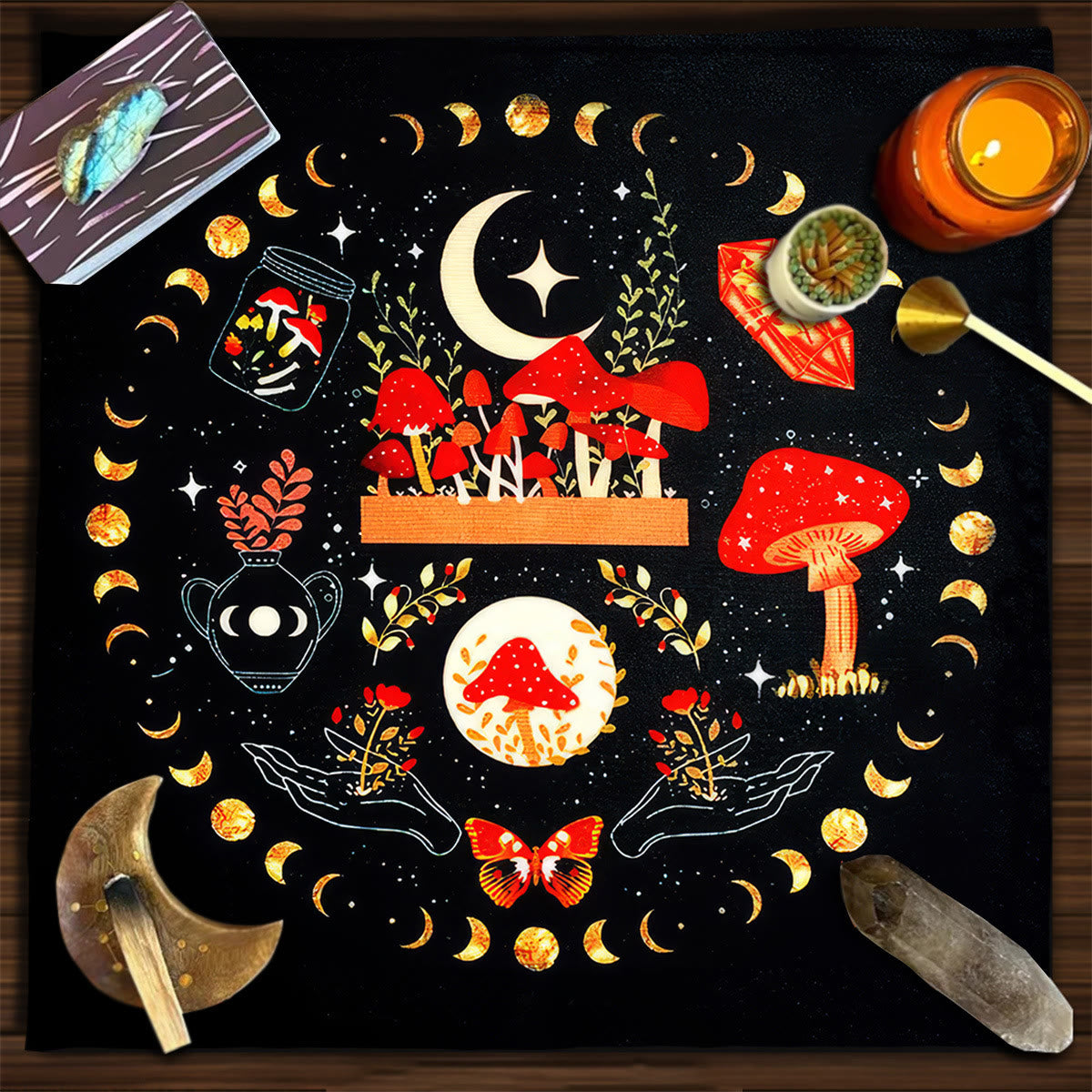 Olivenorma Square Divination Moon Phases Tarot Tablecloth