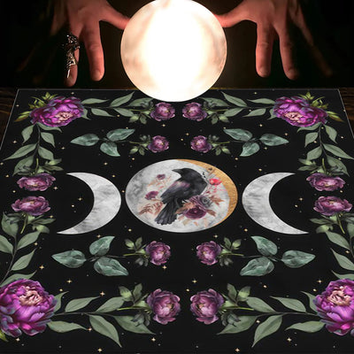 Olivenorma Astrology Flowers Moon & Sun Cloth Tarot Tablecloth - Moon&Crow - 75cm*75cm - image 30