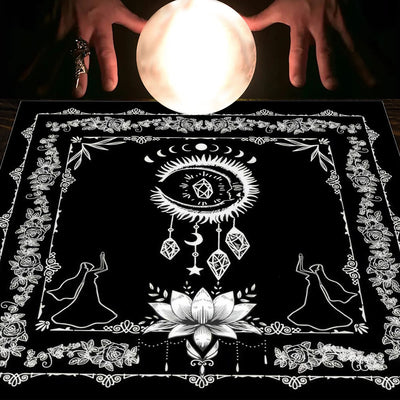 Olivenorma Astrology Flowers Moon & Sun Cloth Tarot Tablecloth - Dreamcatcher-Black - 75cm*75cm - image 34