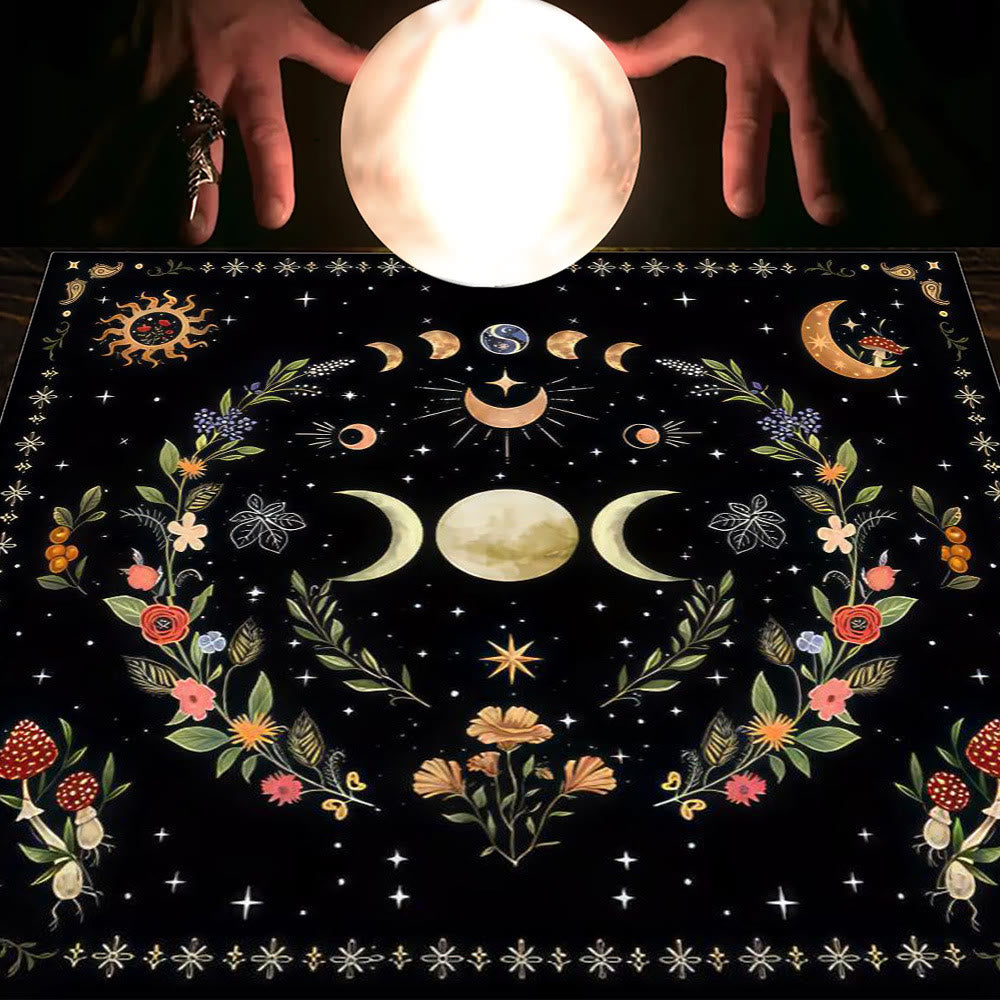 Olivenorma Astrology Flowers Moon & Sun Cloth Tarot Tablecloth