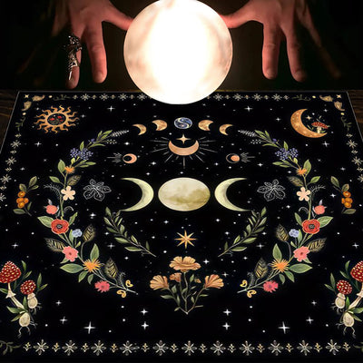 Olivenorma Astrology Flowers Moon & Sun Cloth Tarot Tablecloth