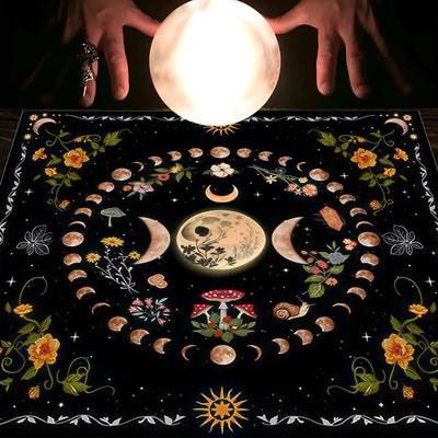 Olivenorma Astrology Flowers Moon & Sun Cloth Tarot Tablecloth