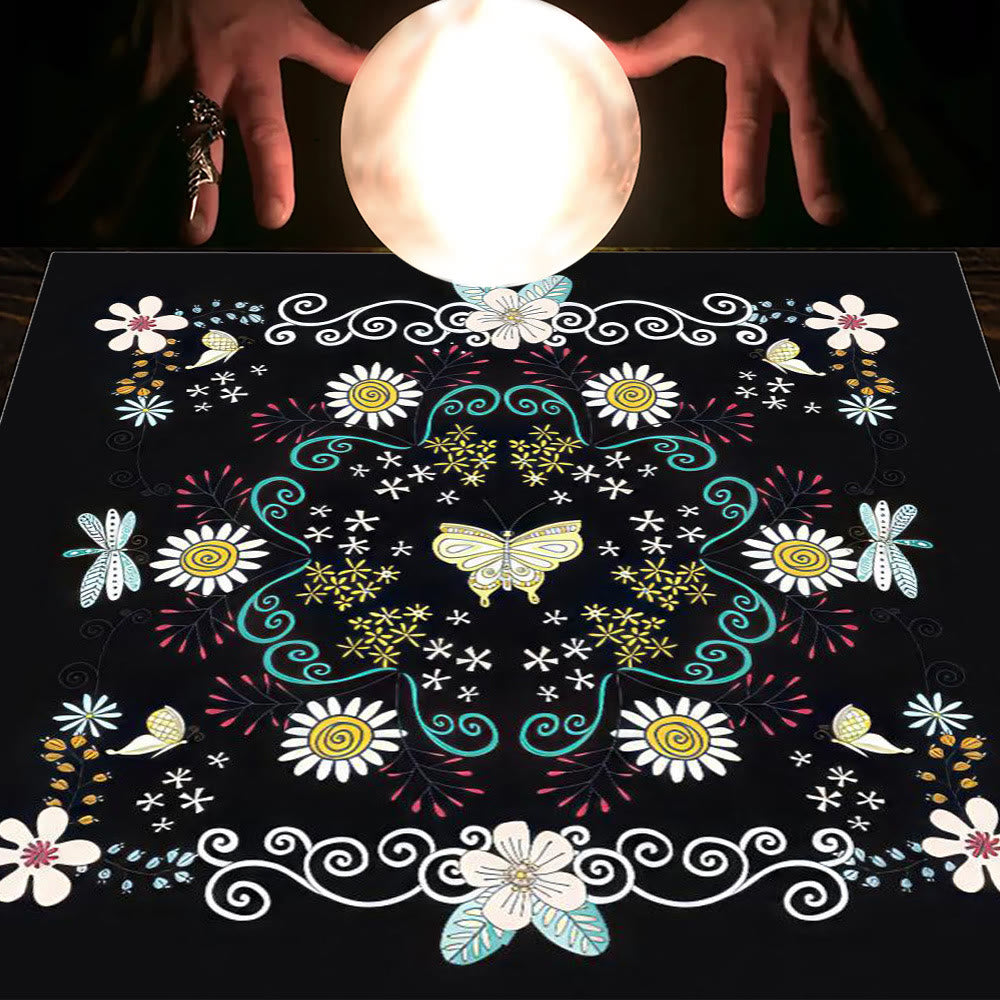 Olivenorma Astrology Flowers Moon & Sun Cloth Tarot Tablecloth - Butterfly&Flowers #1 - 75cm*75cm - image 12