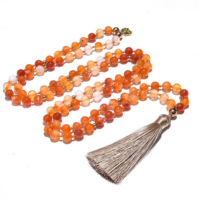 Olivenorma 108 Carnelian Mala Beads Bracelet Necklace Set