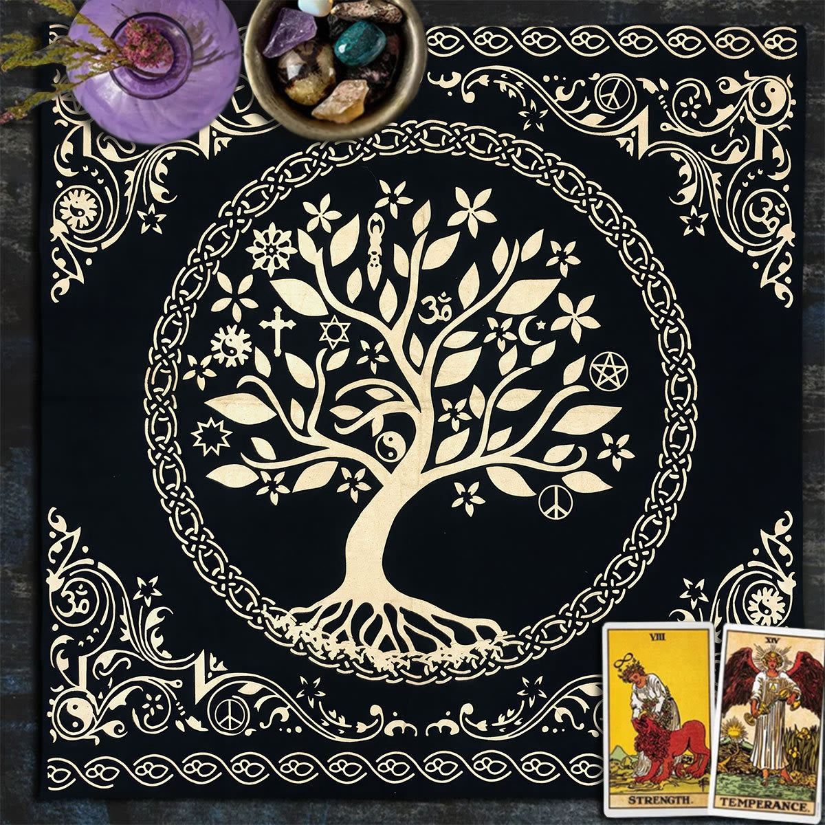 Olivenorma Tree of Life Altar Cloth Tapestry Tarot Tablecloth