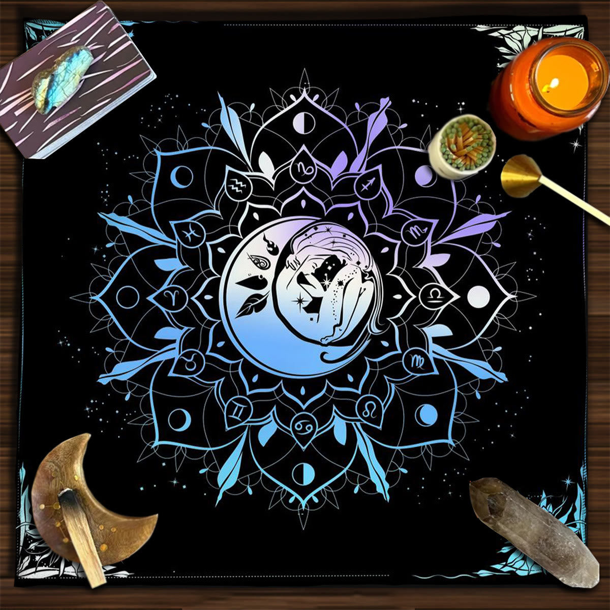 Olivenorma Mandala Moon Phase Divination Tarot Tablecloth