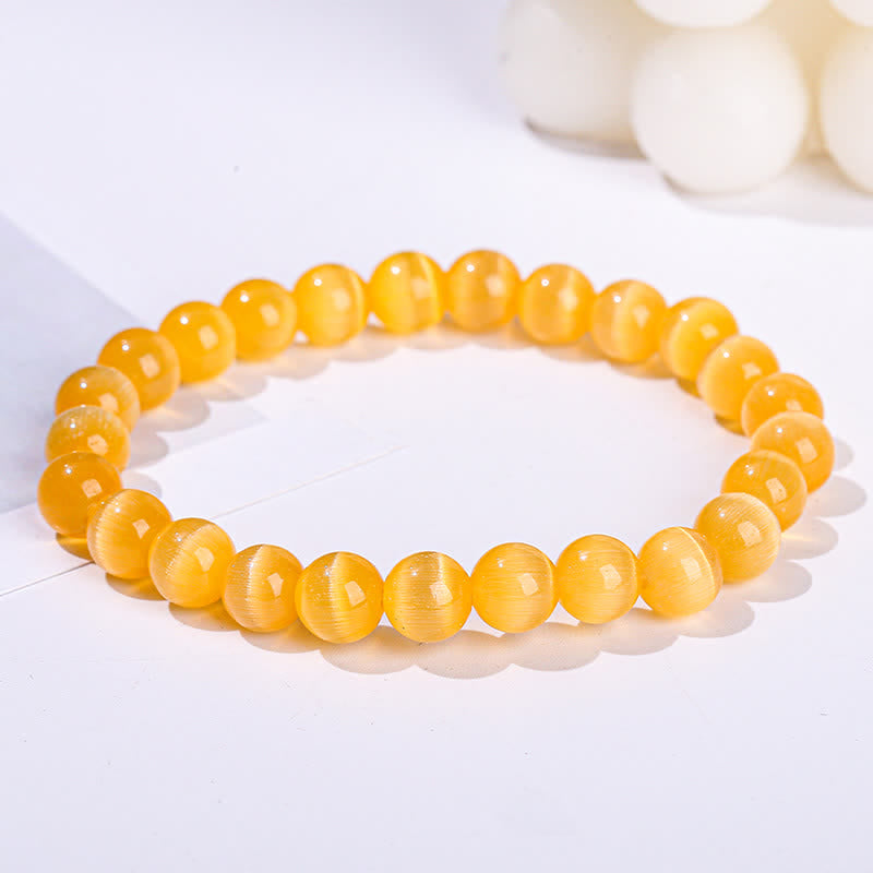 Olivenorma 6-10mm Colorful Cat's Eye Stone Beaded Bracelet