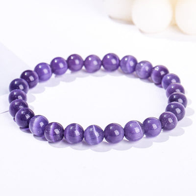 Olivenorma 6-10mm Colorful Cat's Eye Stone Beaded Bracelet