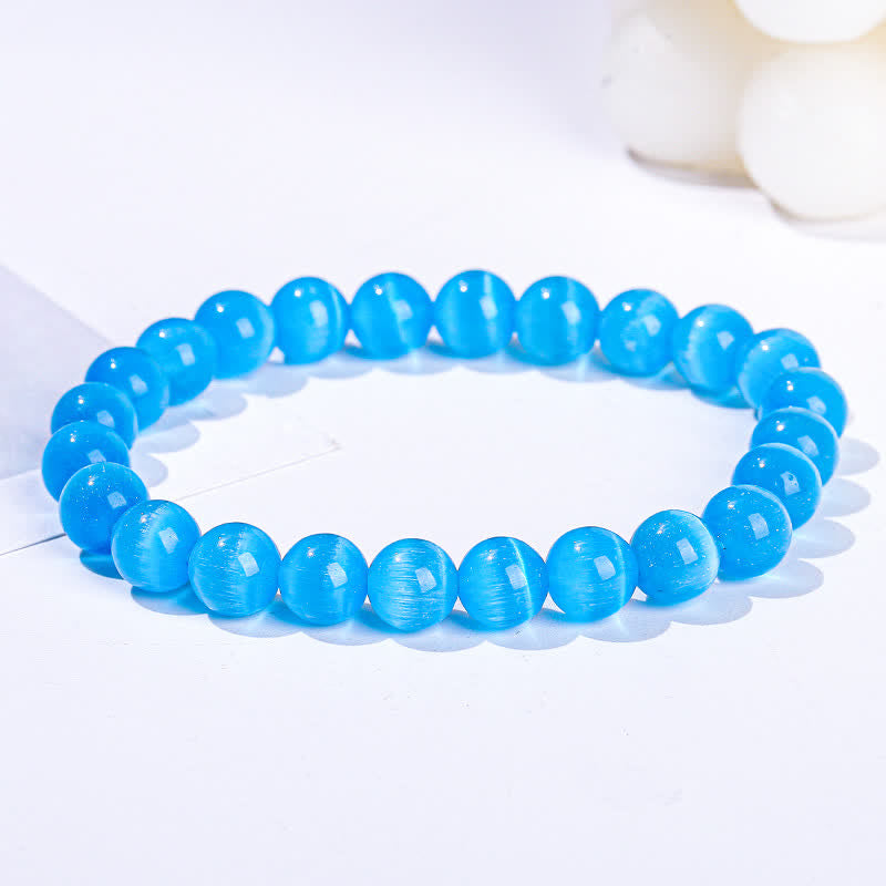 Olivenorma 6-10mm Colorful Cat's Eye Stone Beaded Bracelet