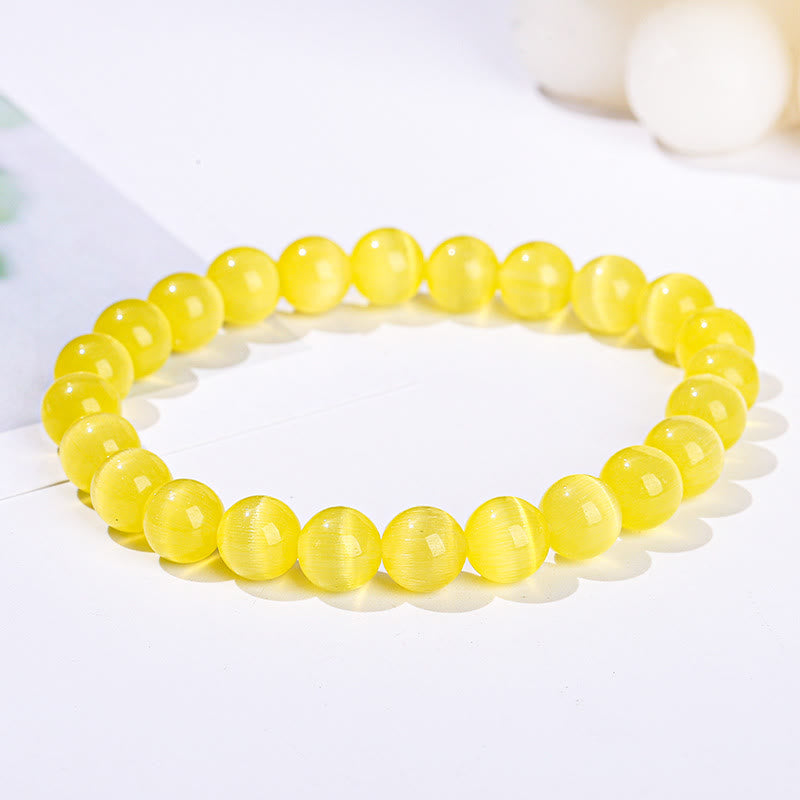 Olivenorma 6-10mm Colorful Cat's Eye Stone Beaded Bracelet