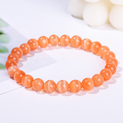 Olivenorma 6-10mm Colorful Cat's Eye Stone Beaded Bracelet