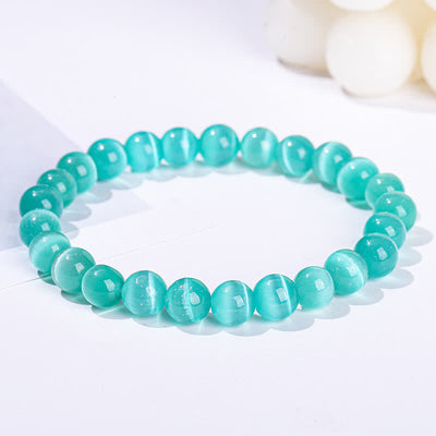 Olivenorma 6-10mm Colorful Cat's Eye Stone Beaded Bracelet