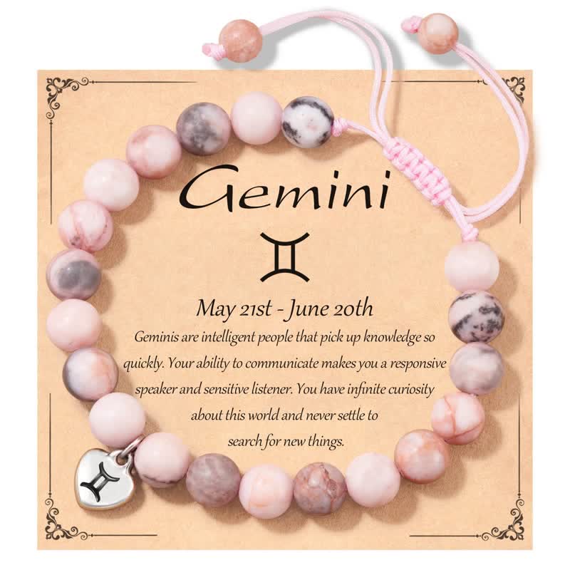 Olivenorma Plum Tourmaline Beaded Zodiac Heart Pendant Bracelet