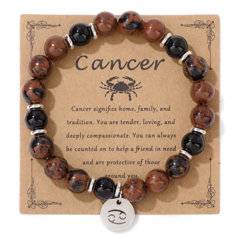 Olivenorma 8mm Natural Stone Beads Zodiac Pendant Bracelet