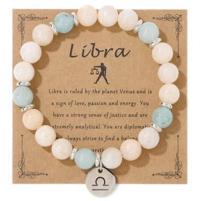 Olivenorma 8mm Natural Stone Beads Zodiac Pendant Bracelet