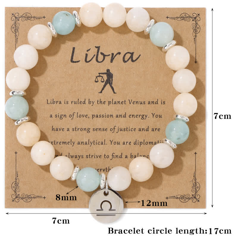 Olivenorma 8mm Natural Stone Beads Zodiac Pendant Bracelet