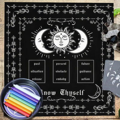 Olivenorma Know Thyself Moon & Sun Tarot Tablecloth