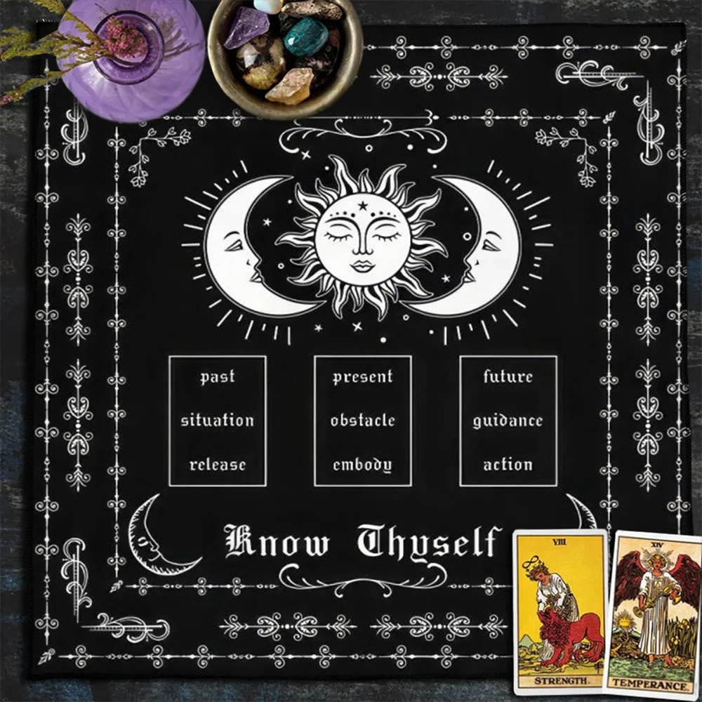 Olivenorma Know Thyself Moon & Sun Tarot Tablecloth