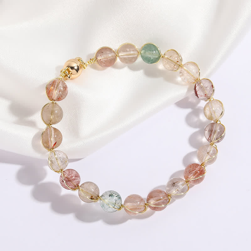 Olivenorma Colorful Rutilated Quartz Beaded Bracelet