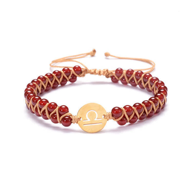 Olivenorma Natural Stone Handwoven Double Beaded Zodiac Bracelet