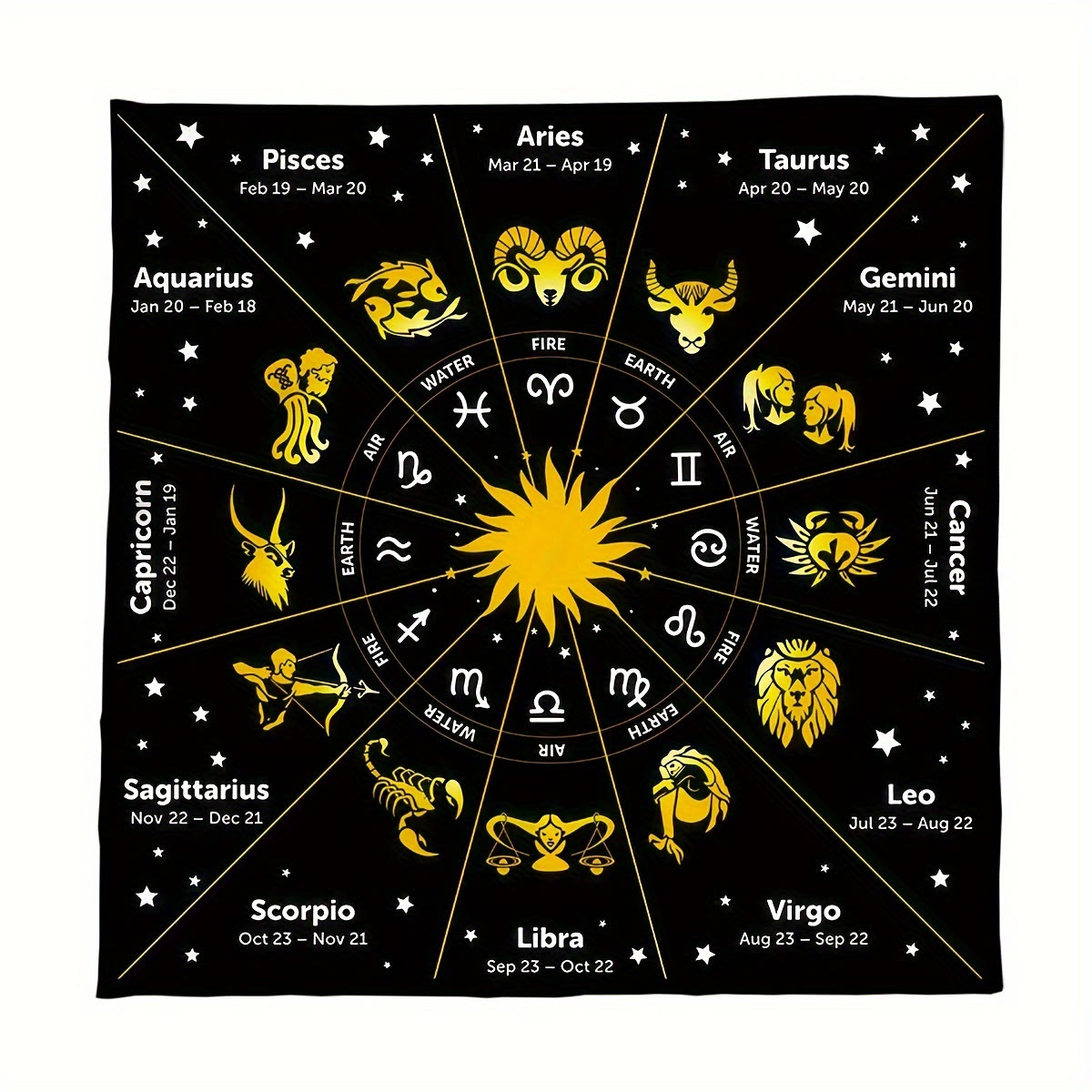 Olivenorma Zodiac 12 Constellations Divination Tarot Tablecloth