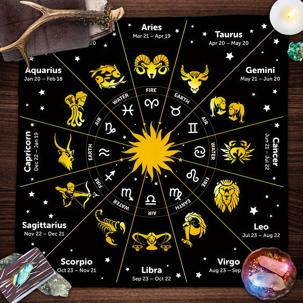 Olivenorma Zodiac 12 Constellations Divination Tarot Tablecloth