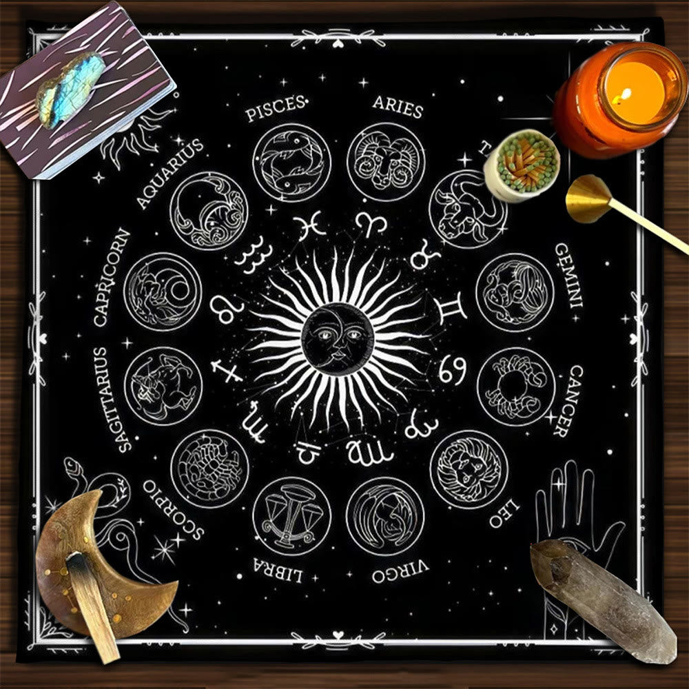 Olivenorma 12 Constellations Zodiac Signs Tarot Tablecloth