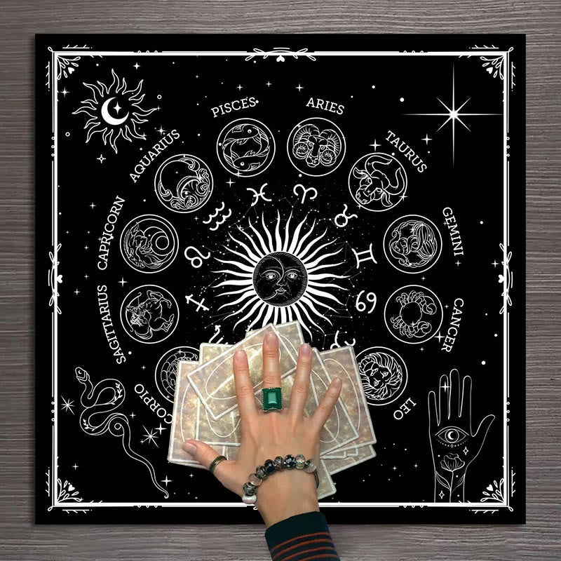 Olivenorma 12 Constellations Zodiac Signs Tarot Tablecloth