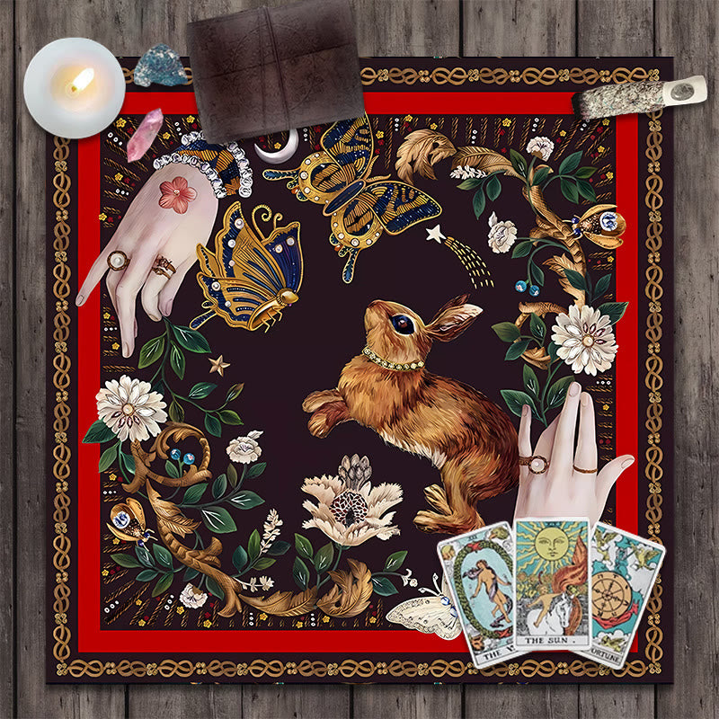 Olivenorma Rabbit Catching Butterflies Divination Tarot Tablecloth