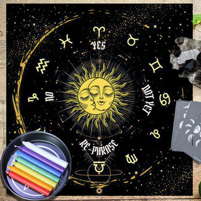 Olivenorma Starry Sun And Moon Zodiac Tarot Tablecloth