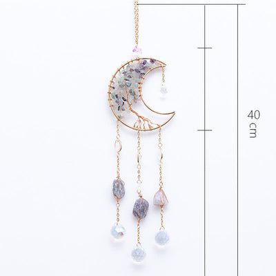 Olivenorma Fluorite Moon Pendant Suncatcher Wind Chime